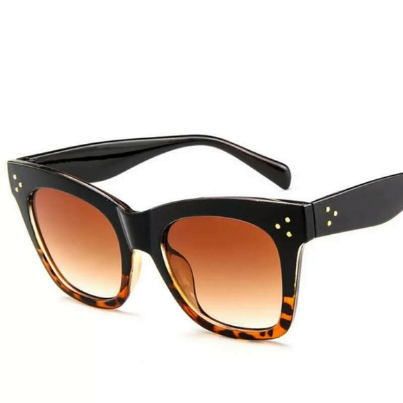 NEW OVERSIZED ANIMAL PRINT CAT EYE SUNGLASSES - Picture 2 of 3